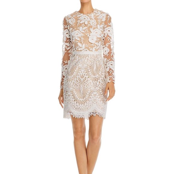 ML Monique Lhuillier Calypso Floral Lace Dress NEW - Picture 1 of 3